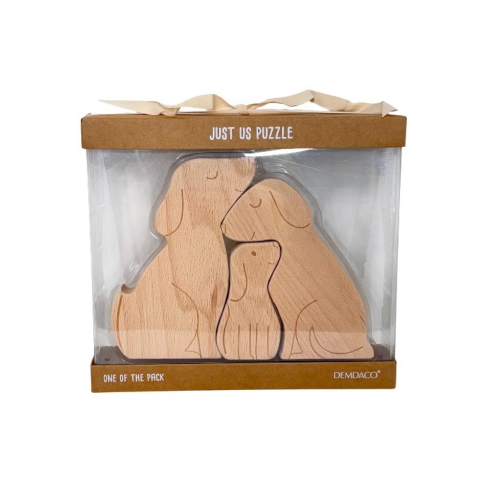 Demdaco One Of The Pack Just Us 3 Pc Wooden Kids Puzzle Dog Home Decor Family